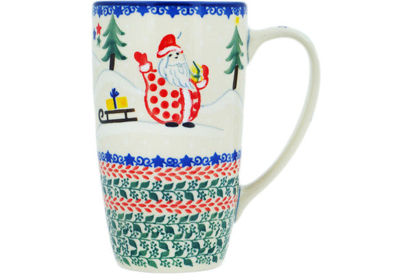 Polish Pottery Latte Mug Holiday Forest UNIKAT