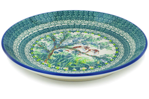 Polish Pottery 10½-inch Dinner Plate Resting Robins UNIKAT