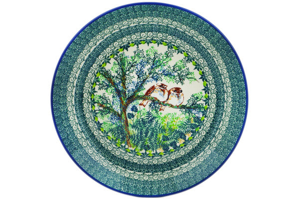 Polish Pottery 10½-inch Dinner Plate Resting Robins UNIKAT