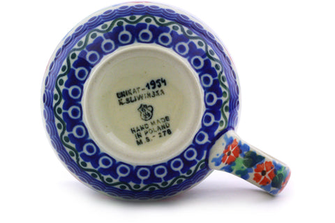 Polish Pottery 12oz Bubble Mug Sand Dollar Flowers UNIKAT