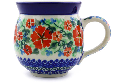 Polish Pottery 12oz Bubble Mug Sand Dollar Flowers UNIKAT