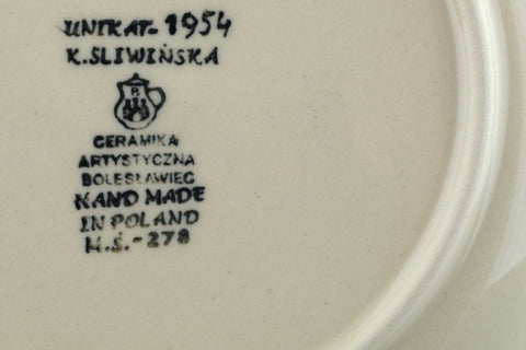 Polish Pottery Dessert Plate Sand Dollar Flowers UNIKAT