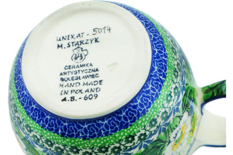 Polish Pottery 16 oz Bowl with Loop Handle Angelic Anemones UNIKAT