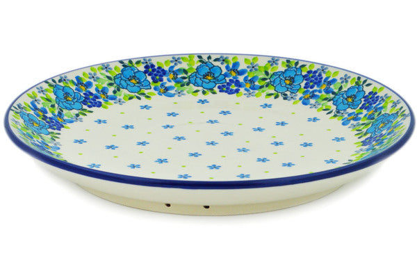 Polish Pottery 10½-inch Dinner Plate Blue Kissed Petals UNIKAT