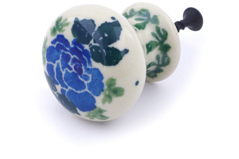 Polish Pottery Drawer knob 1-3/8 inch Blue Rose