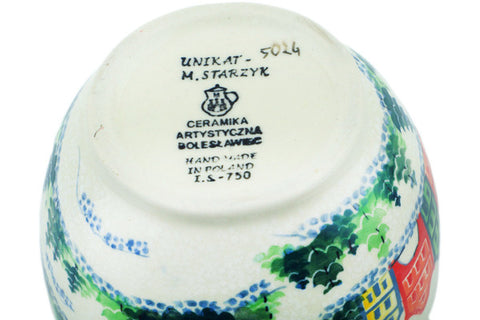 Polish Pottery 16 oz Bowl with Loop Handle Santa's Village UNIKAT