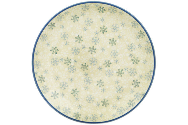 Polish Pottery 10½-inch Dinner Plate Silver Snow Fall UNIKAT