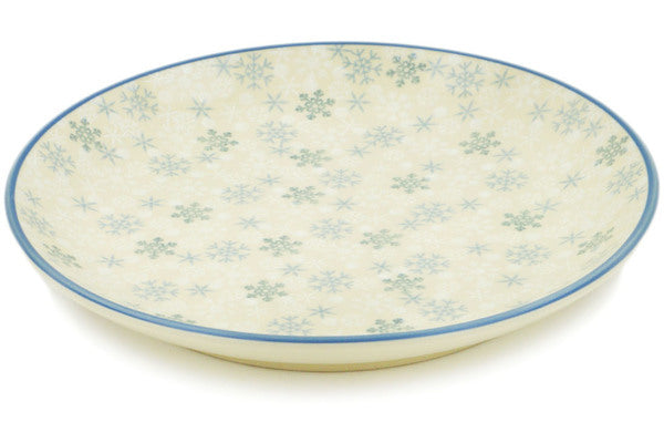 Polish Pottery 10½-inch Dinner Plate Silver Snow Fall UNIKAT
