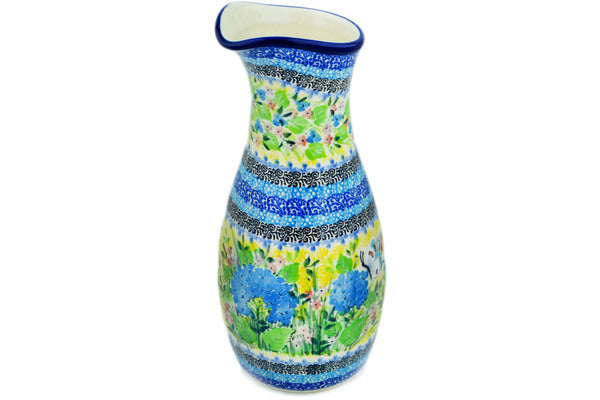 Polish Pottery 5 Cup Carafe Blue Hydrangea UNIKAT