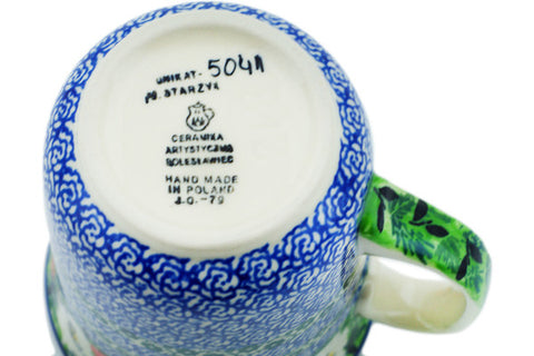 Polish Pottery Bistro Mug Poppy Beauty UNIKAT