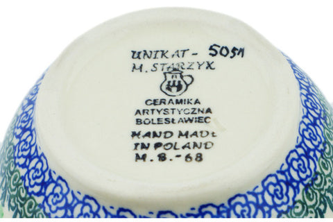 Polish Pottery 16 oz Bowl with Loop Handle Polish Daisies UNIKAT