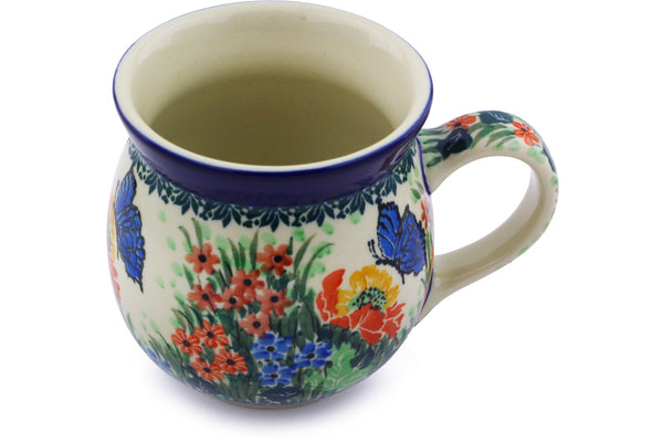 Polish Pottery 16 oz Bubble Mug Mosaic Butterfly UNIKAT