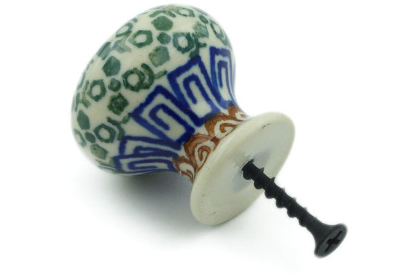 Polish Pottery Drawer knob 1-3/8 inch Grecian Sea