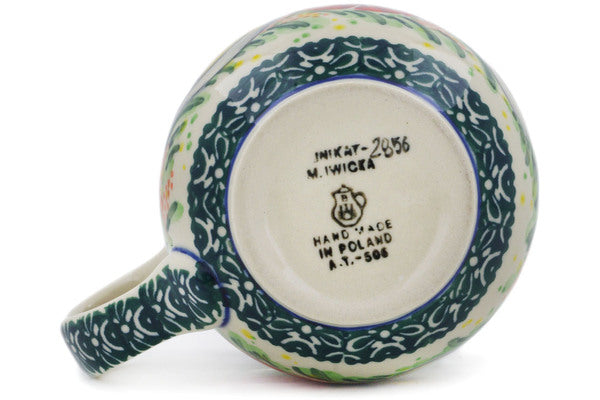 Polish Pottery 8 oz Bubble Mug Canna Lily Elegance UNIKAT