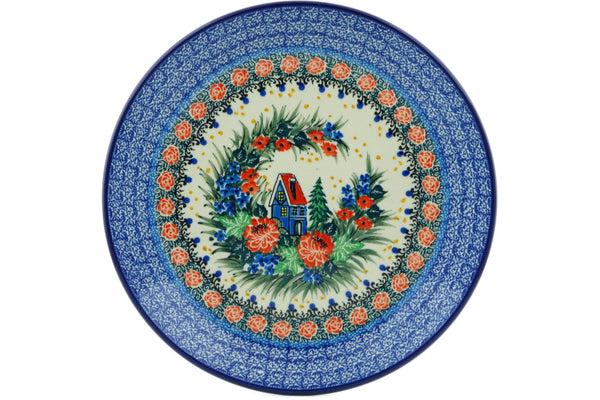 Polish Pottery 10½-inch Dinner Plate Blue Escape UNIKAT