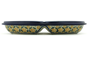 Polish Pottery 11" Divided Dish Glowing Beauty