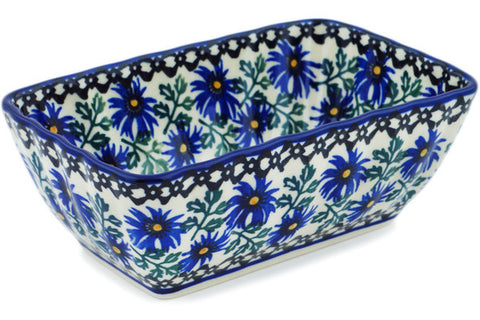 Polish Pottery Mini loaf pan Blue Chicory