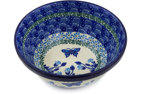 Polish Pottery cereal bowl Blue Butterfly