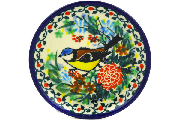 Polish Pottery Mini Plate, Coaster plate Robbin's Meadow UNIKAT