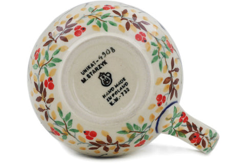 Polish Pottery 12oz Bubble Mug Bullfinch On Rowan UNIKAT