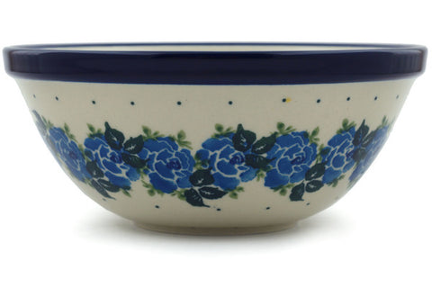 Polish Pottery Cereal Bowl Blue Rose