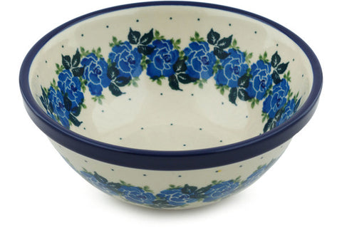 Polish Pottery Cereal Bowl Blue Rose