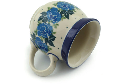 Polish Pottery 8 oz Bubble Mug Blue Rose