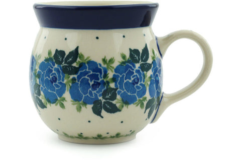 Polish Pottery 8 oz Bubble Mug Blue Rose