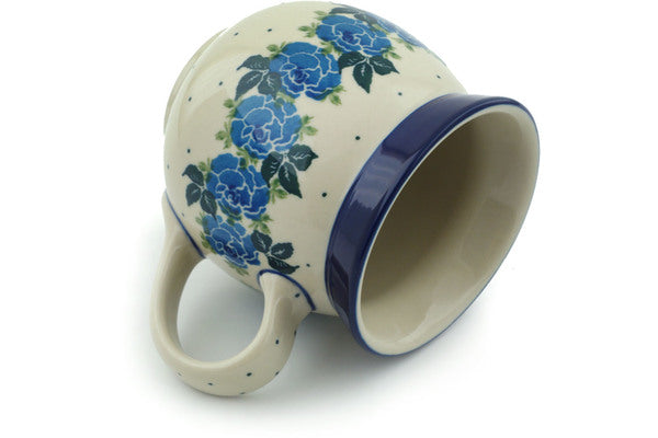 Polish Pottery 16 oz Bubble Mug Blue Rose