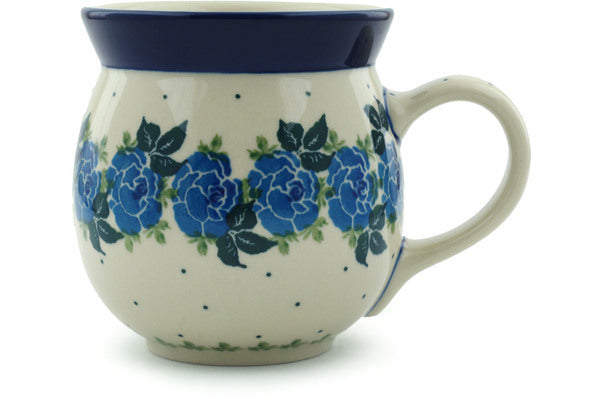 Polish Pottery 16 oz Bubble Mug Blue Rose