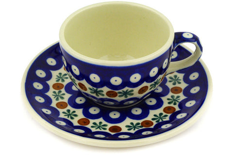 Polish Pottery 4 oz Cup with Saucer Mosquito