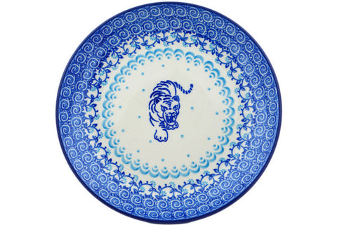 Polish Pottery Dessert Plate Cobalt Tiger