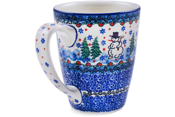 Polish Pottery 22 oz Mug Dancing Snowman UNIKAT