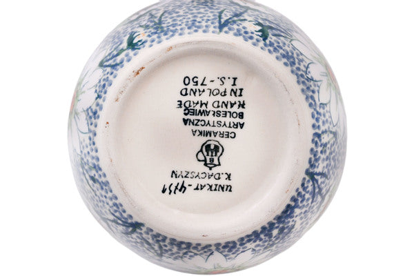 Polish Pottery 16 oz Bowl with Loop Handle Sea Of Daisies UNIKAT