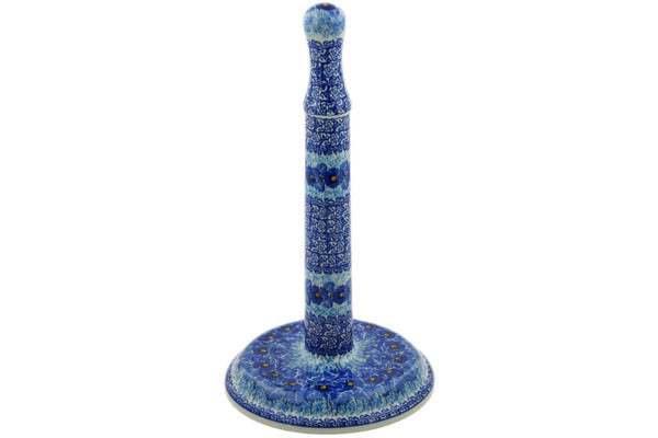 Polish Pottery 13" Paper Towel Stand Deep Winter UNIKAT