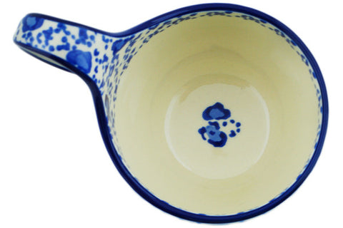 Polish Pottery 16 oz Bowl with Loop Handle Blue Pips
