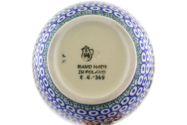 Polish Pottery 16 oz Bowl with Loop Handle Water Tulip