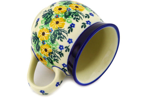 Polish Pottery 12oz Bubble Mug Yellow Flower Wreath