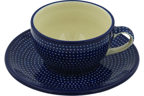 Polish Pottery 7 oz Cup with Saucer Starry Night UNIKAT