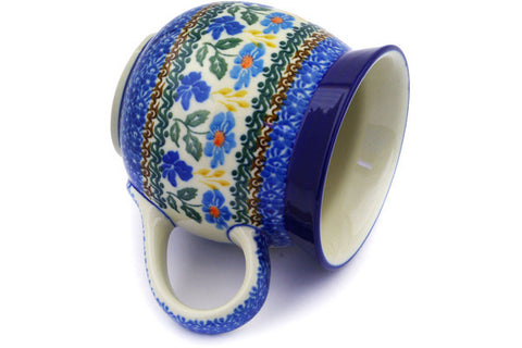 Polish Pottery 16 oz Bubble Mug Blue Forget-Me-Nots