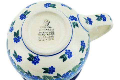 Polish Pottery 16 oz Bubble Mug Blue Carnation
