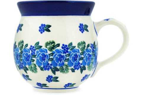 Polish Pottery 16 oz Bubble Mug Blue Carnation