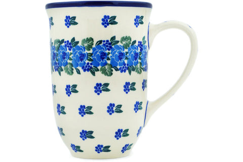 Polish Pottery 19 oz Mug Blue Carnation