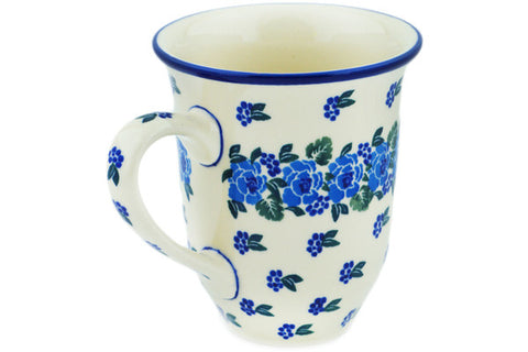 Polish Pottery Bistro Mug Blue Carnation