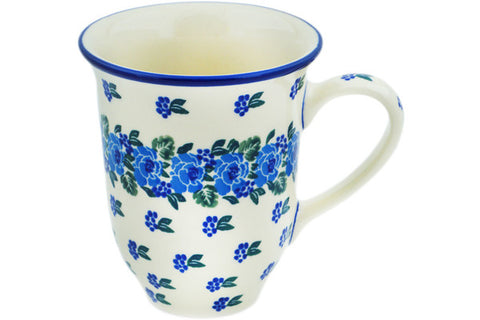 Polish Pottery Bistro Mug Blue Carnation