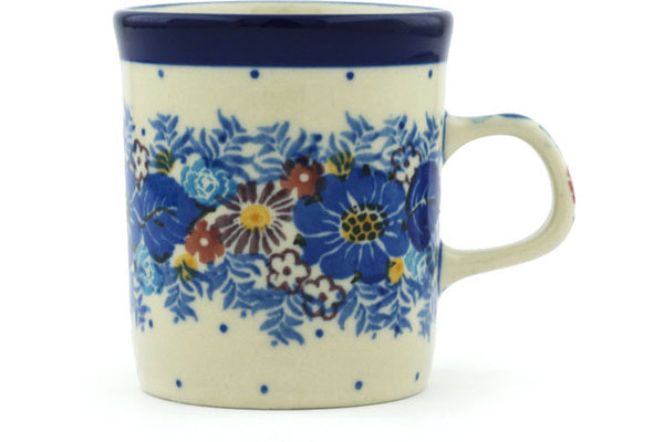 Polish Pottery 5 oz Mug Flower Wreath UNIKAT