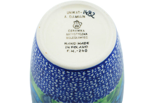 Polish Pottery Latte Mug Matisse Flowers Cobalt UNIKAT