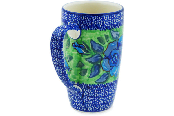 Polish Pottery Latte Mug Matisse Flowers Cobalt UNIKAT