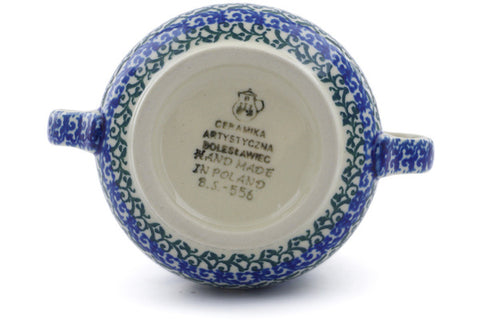Polish Pottery 7 oz Sugar Bowl Blue Pansy