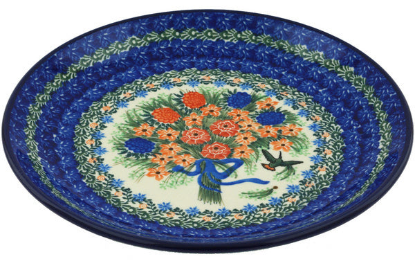 Polish Pottery 10½-inch Dinner Plate Hummingbird Bouquet UNIKAT